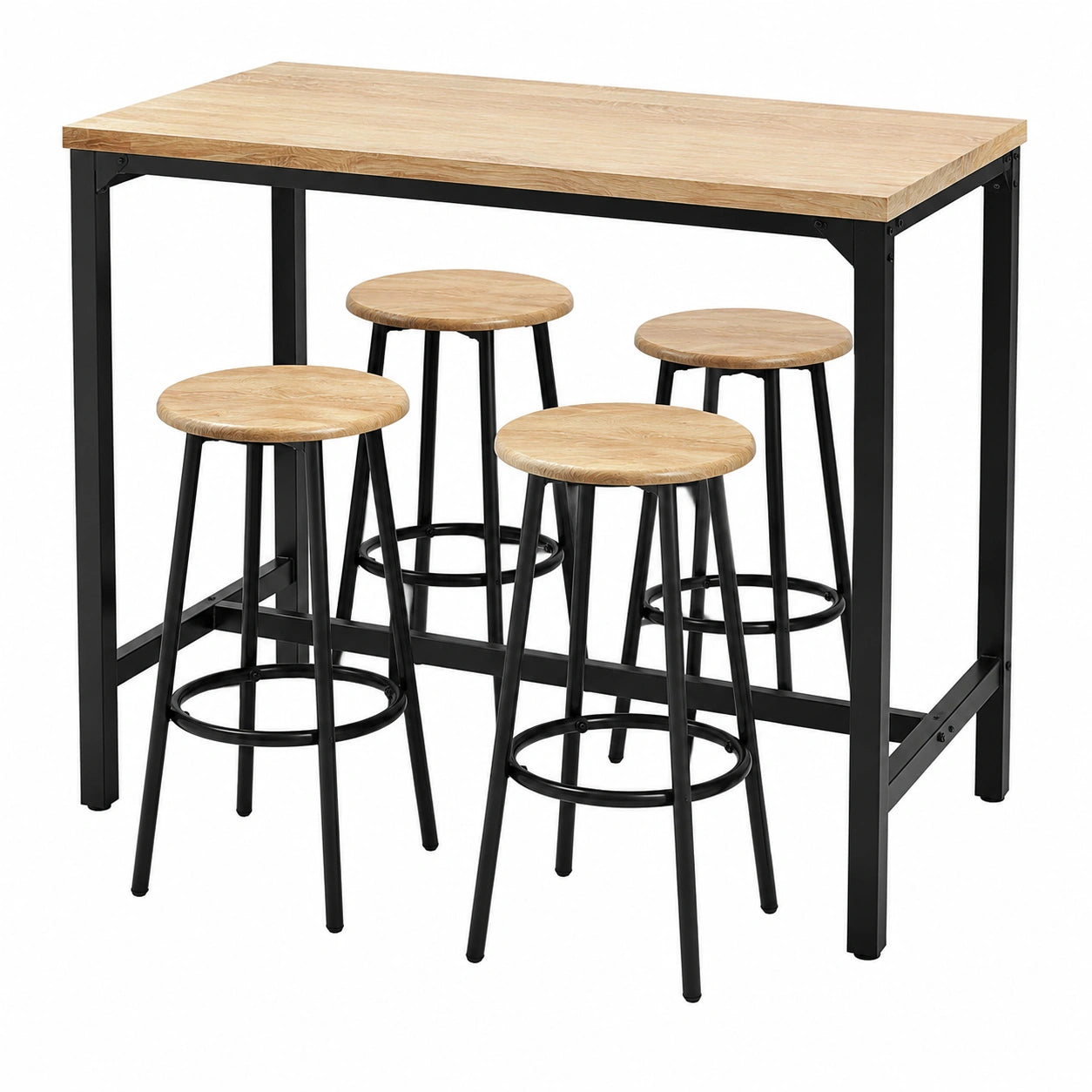 table-de-bar-industrielle-avec-4-tabourets-marron-noir-pour-salon-ou-salle-a-manger-hufype8588bn